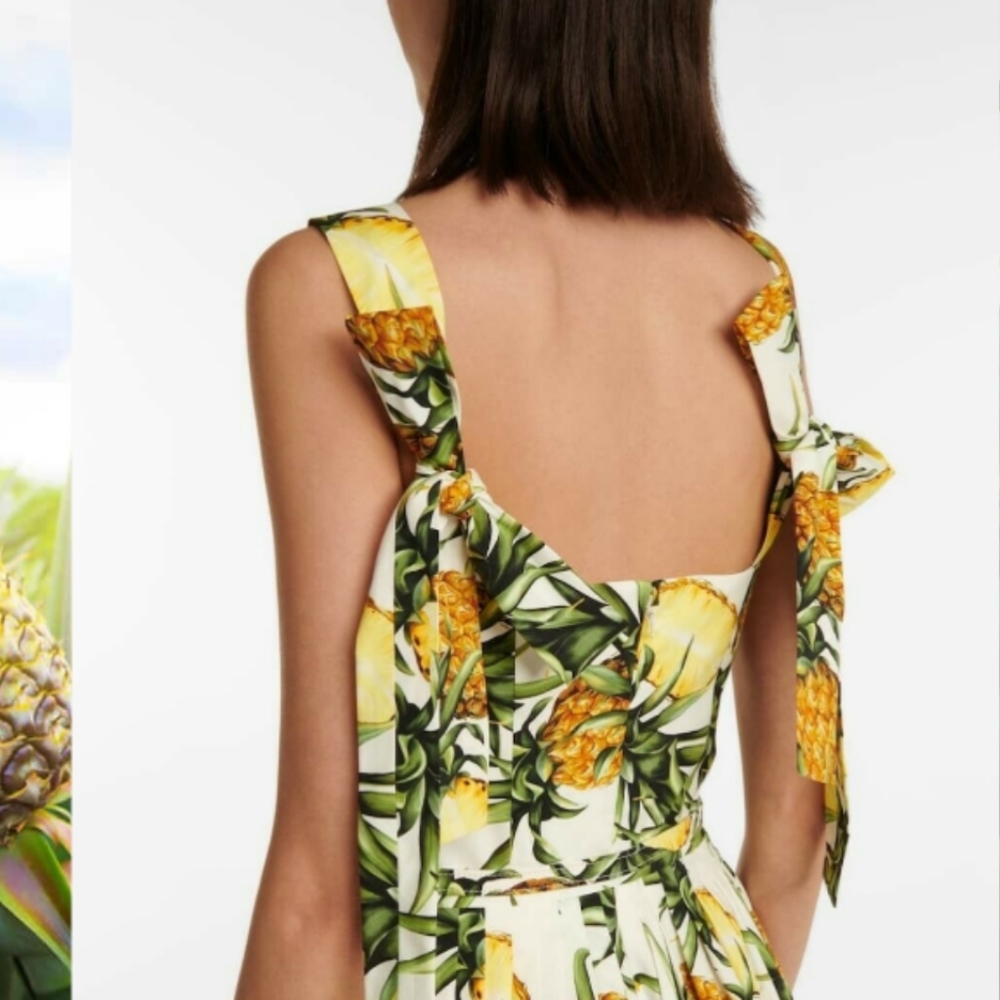 □$2,400 NEW OSCAR DE LA RENTA PINEAPPEL MIDI RUNWAY DRESS US 10 M - Picture 10 of 16